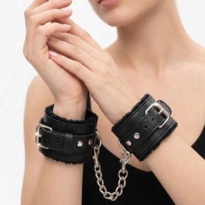 Adjustable PU Leather Wrist Cuffs with Soft Padding & Metal Chain | Comfortable Wrist Support Straps | Durable Buckle Closure | Premium Quality Wrist Accessories