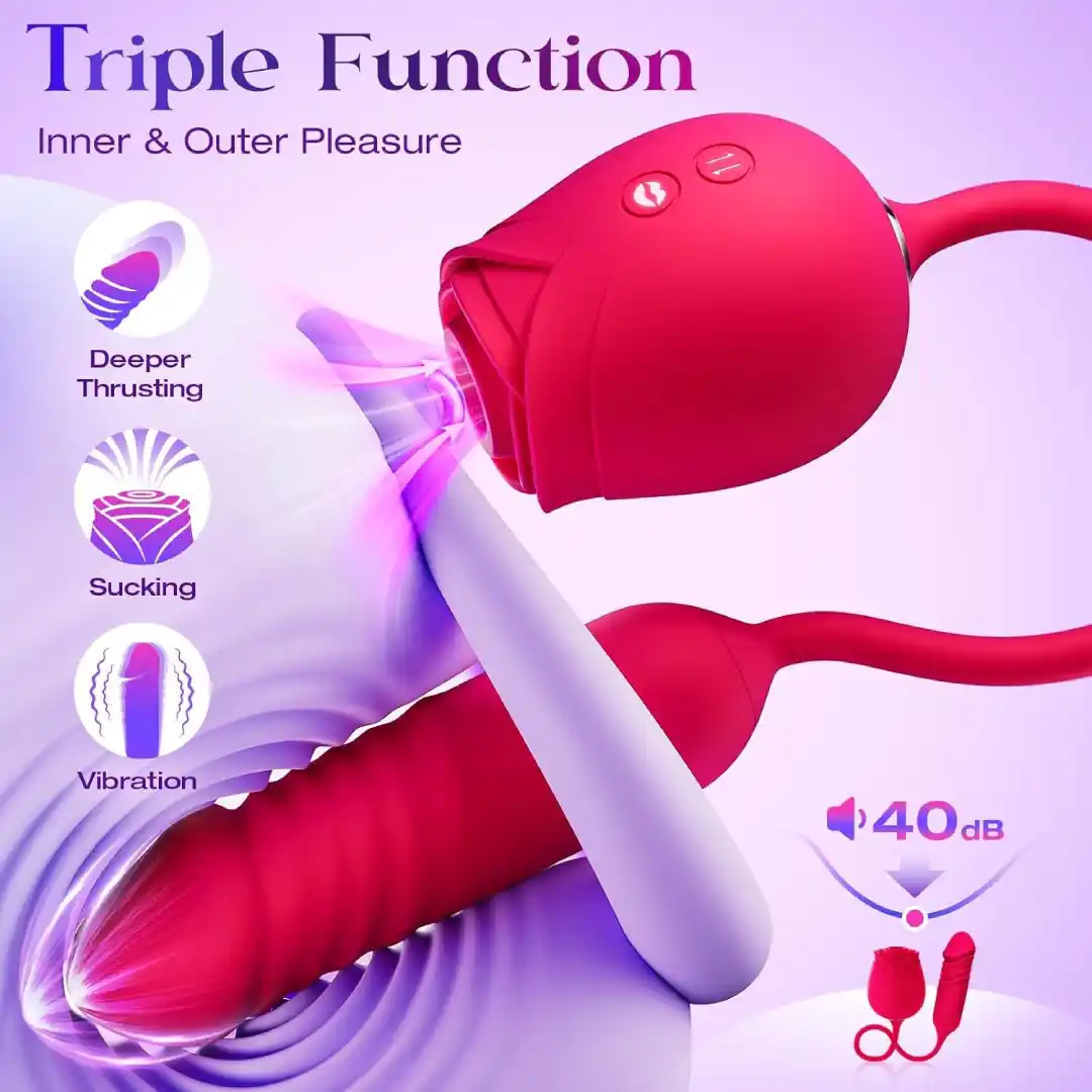 Rose Sex Toy with Thrusting G Spot Vibrators